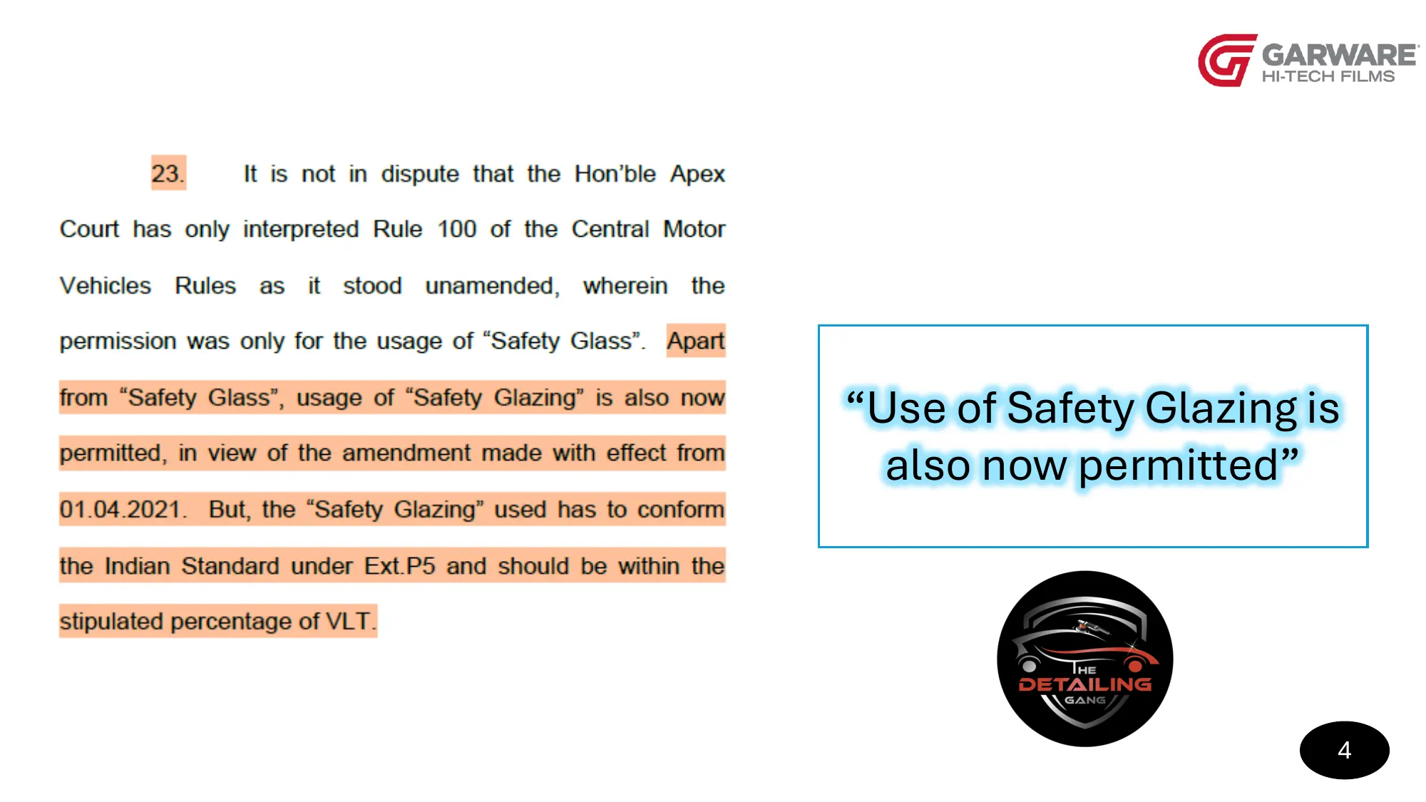 RTO Rules For Car Glass Film 2024 PDF